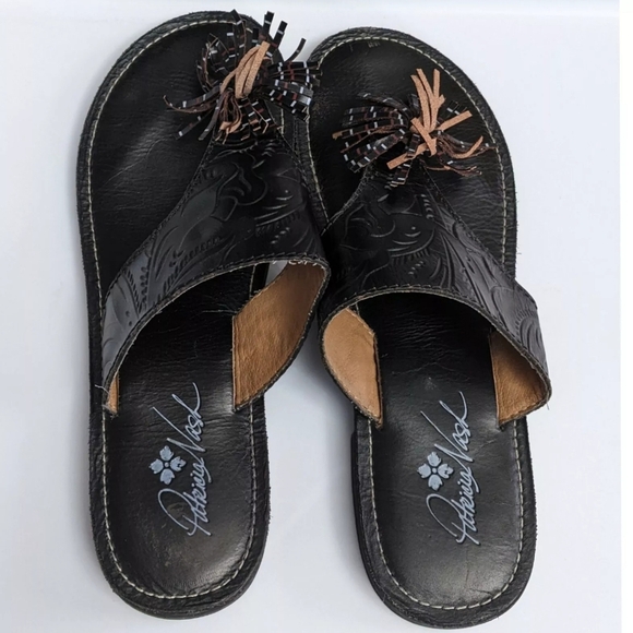 Patricia Nash Franca Tassel Leather Tooled Sandals - Picture 1 of 9